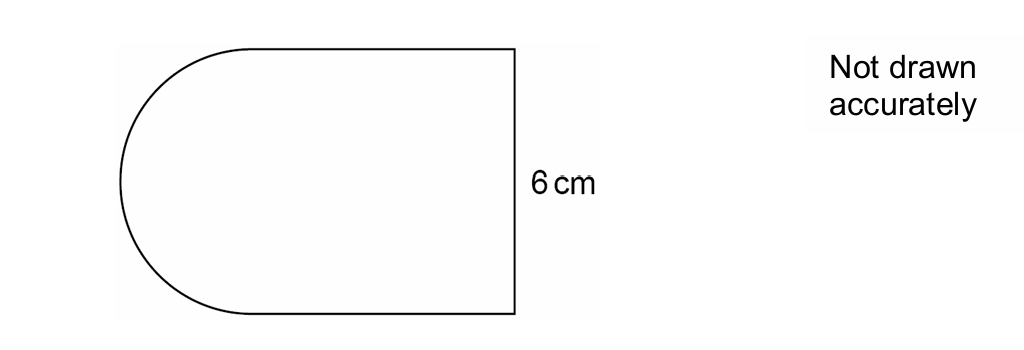 Semicircle on square, not drawn accurately, height 6 cm